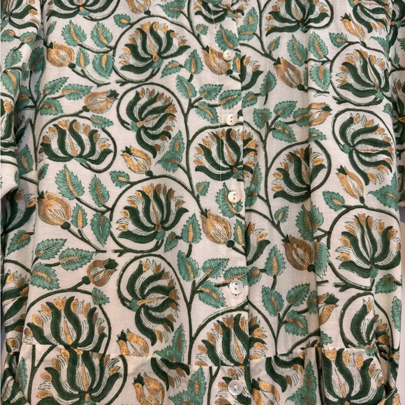 Oliphant Green and Cream Long Sleeve Dress - Picture 3 of 7